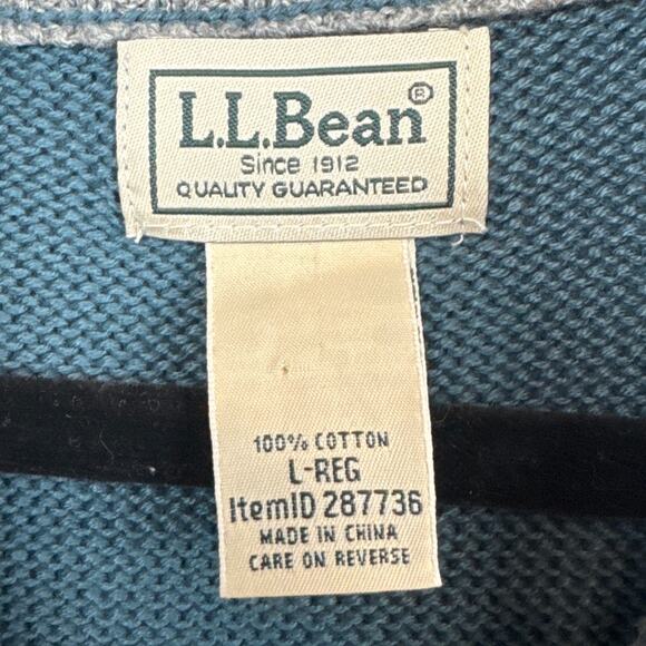 L.L. Bean Men's Quarter Zip Sweater Teal Green Size L Gorpcore Outdoor Cabincore - Picture 9 of 10